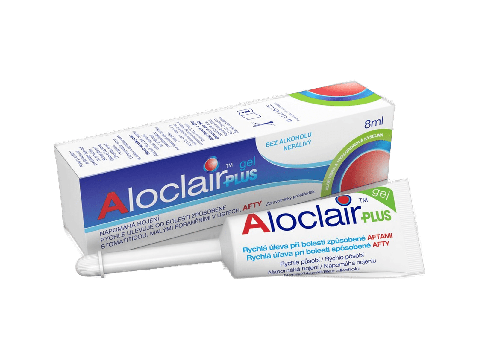 Aloclair Plus gel 8 ml — balení a aplikátor