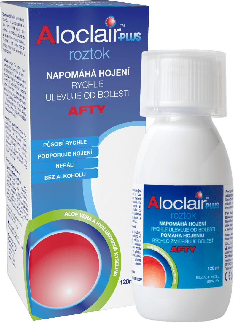 Aloclair Plus roztok 120 ml — lahvička a krabička